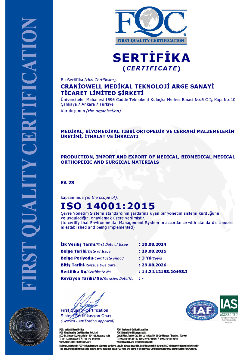 ISO 14001:2015 certificate