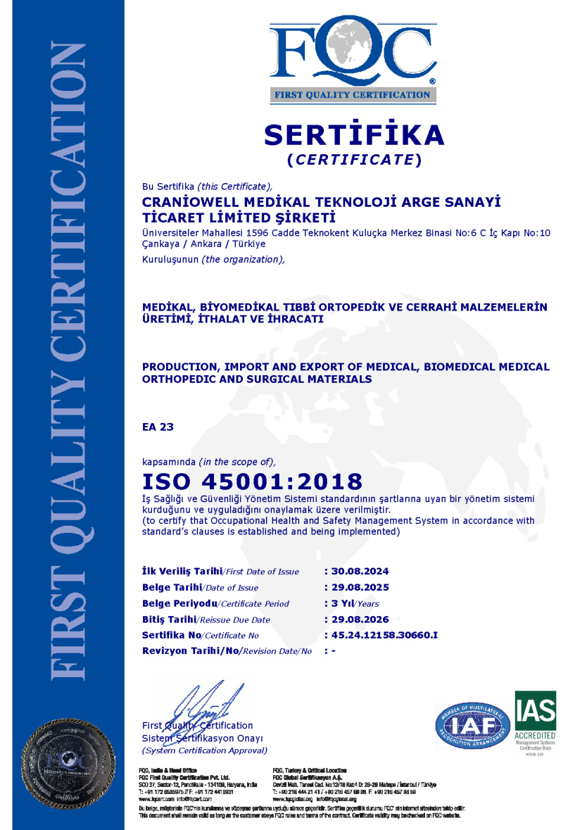 ISO 45001:2018 certificate